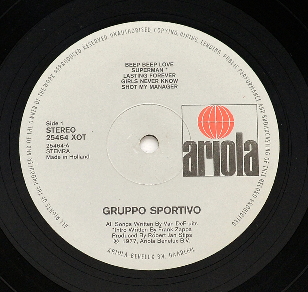 Photo of 12" LP Record Side One GRUPPO SPORTIVO 10 Mistakes  Vinyl Record Gallery https://vinyl-records.nl//